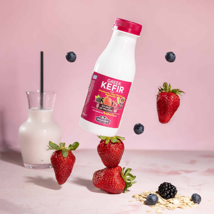 Grecki Kefir z owocami leśnymi słodzony stewią Koukakis 330 ml