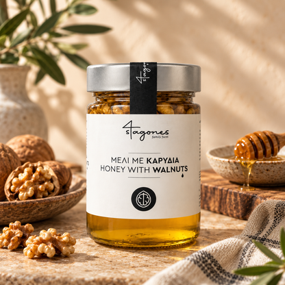 Grecki Miód z Orzechami Włoskimi 4Stagones 450 g 🍯